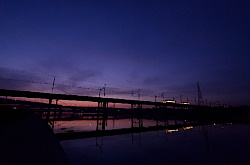 阪堺線大和川橋梁の薄明